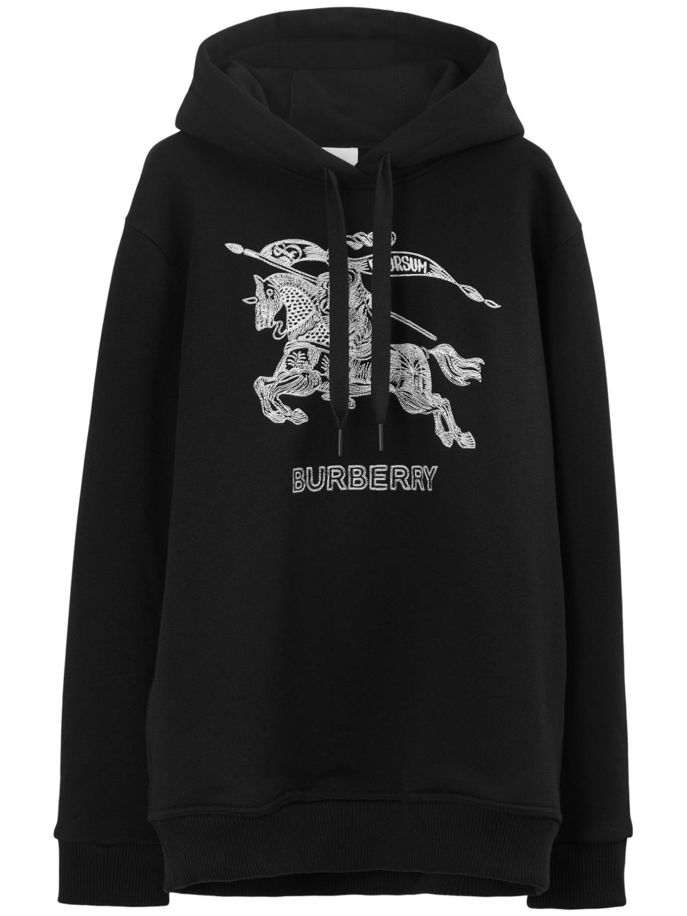 Burberry EKD 刺绣logo印花连帽衫 - 黑色