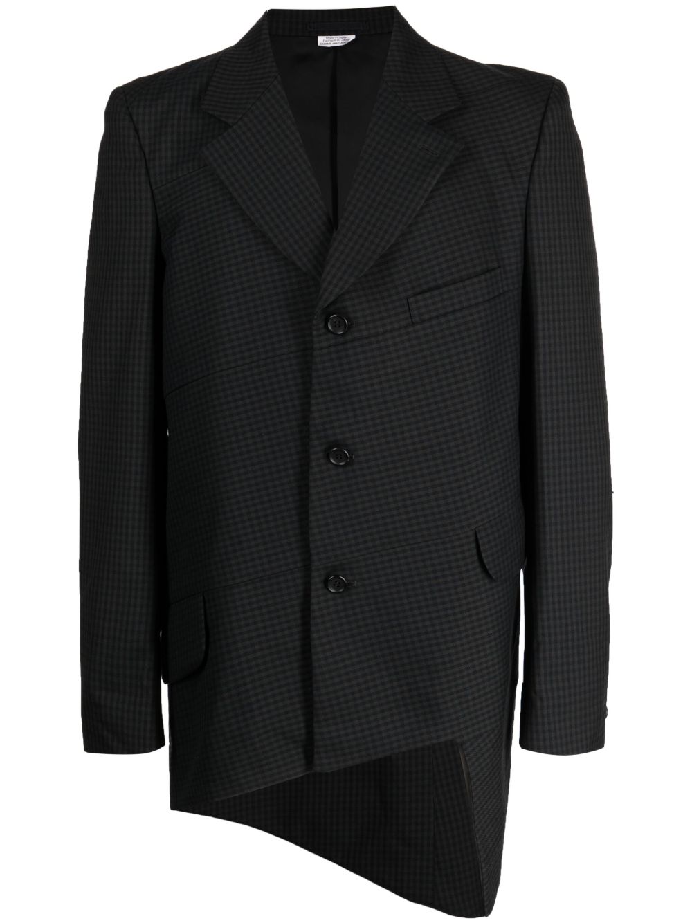 Comme des Garçons Homme Deux 格纹印花羊毛西装夹克 - 黑色