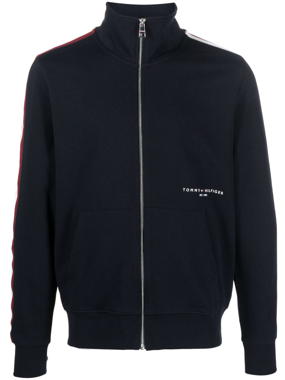 Tommy Hilfiger logo印花棉质飞行员夹克 - 蓝色