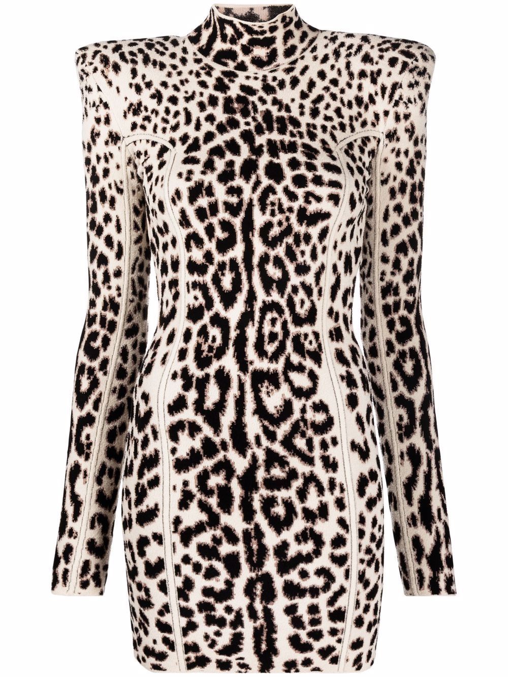 Roberto Cavalli 立体肩设计豹纹连衣裙 - 黑色
