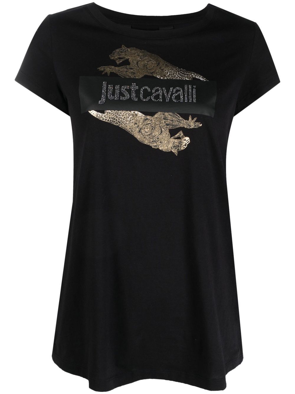 Just Cavalli logo印花棉T恤 - 黑色