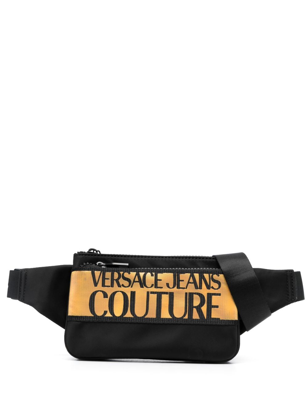 Versace Jeans Couture logo印花拉链开合腰包 - 黑色
