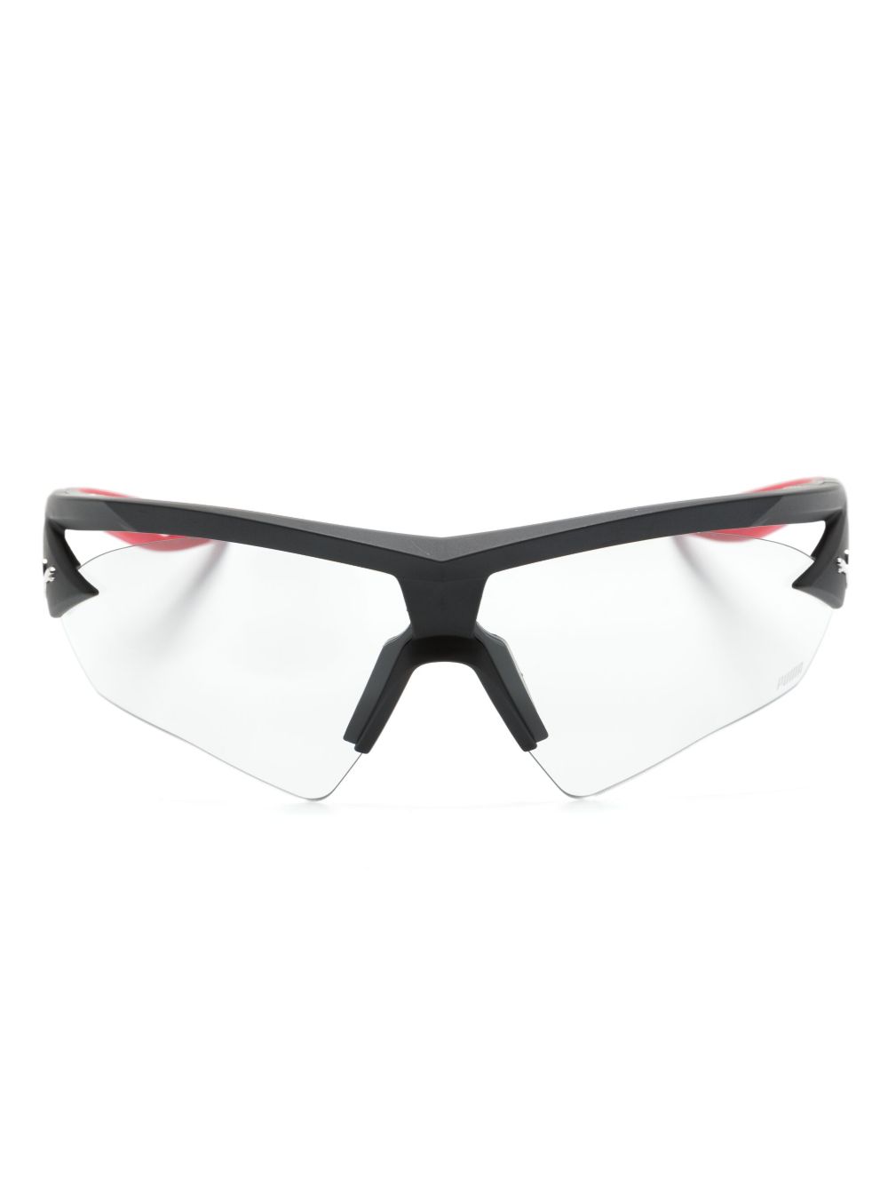 PUMA EYEWEAR logo标牌超大框太阳眼镜 - 黑色