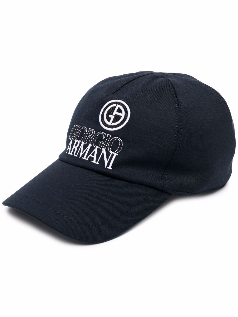 Giorgio Armani logo刺绣棒球帽 - 蓝色
