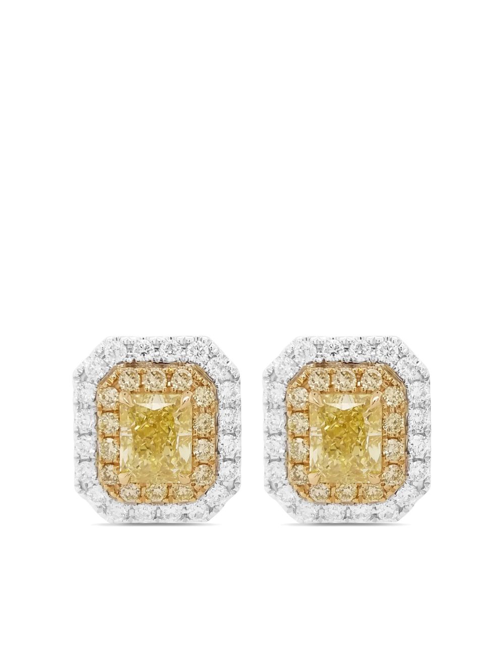 HYT Jewelry 18K白金黄色钻石耳环 - 银色