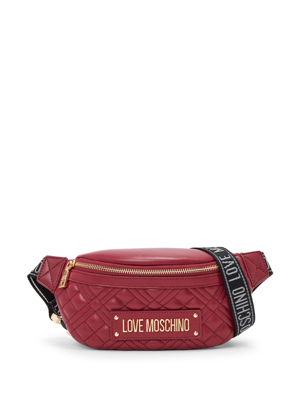 Love Moschino logo标牌绗缝腰包 - 红色