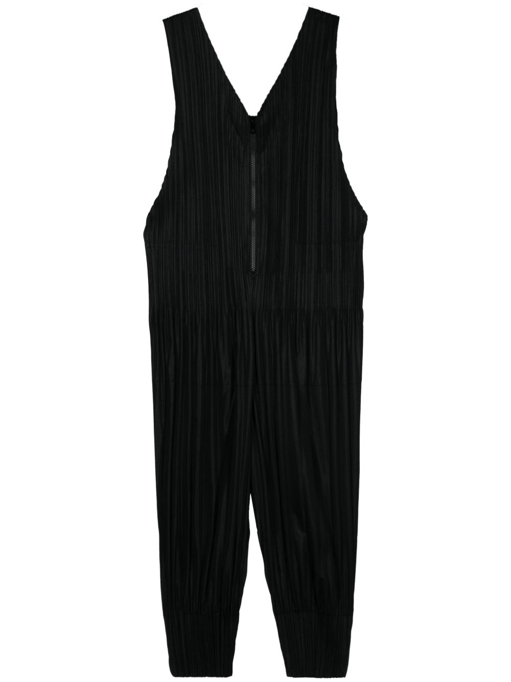 Pleats Please Issey Miyake 细褶效果连体长裤 - 黑色