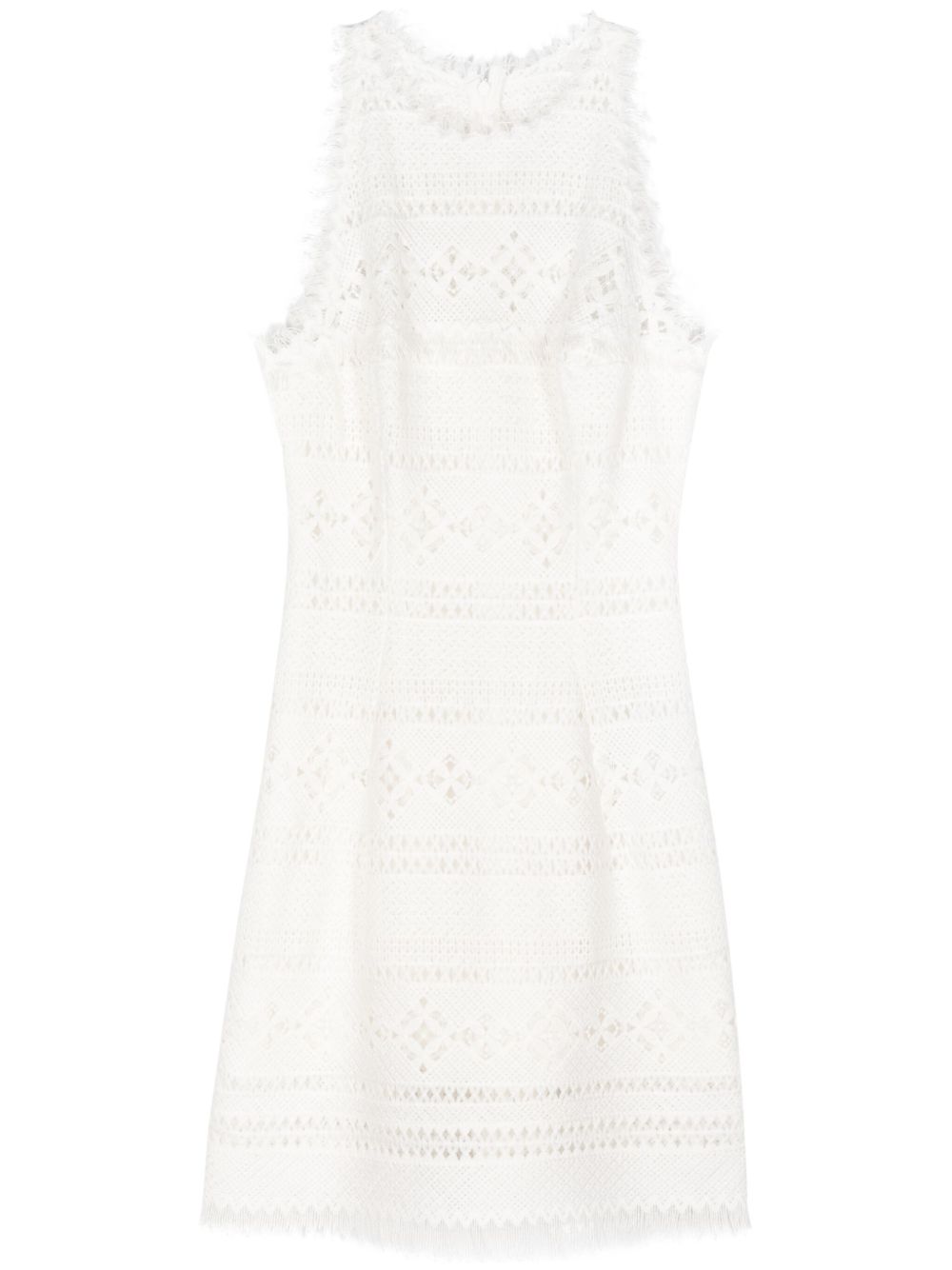 Ermanno Scervino 流苏针织迷你连衣裙 - 白色
