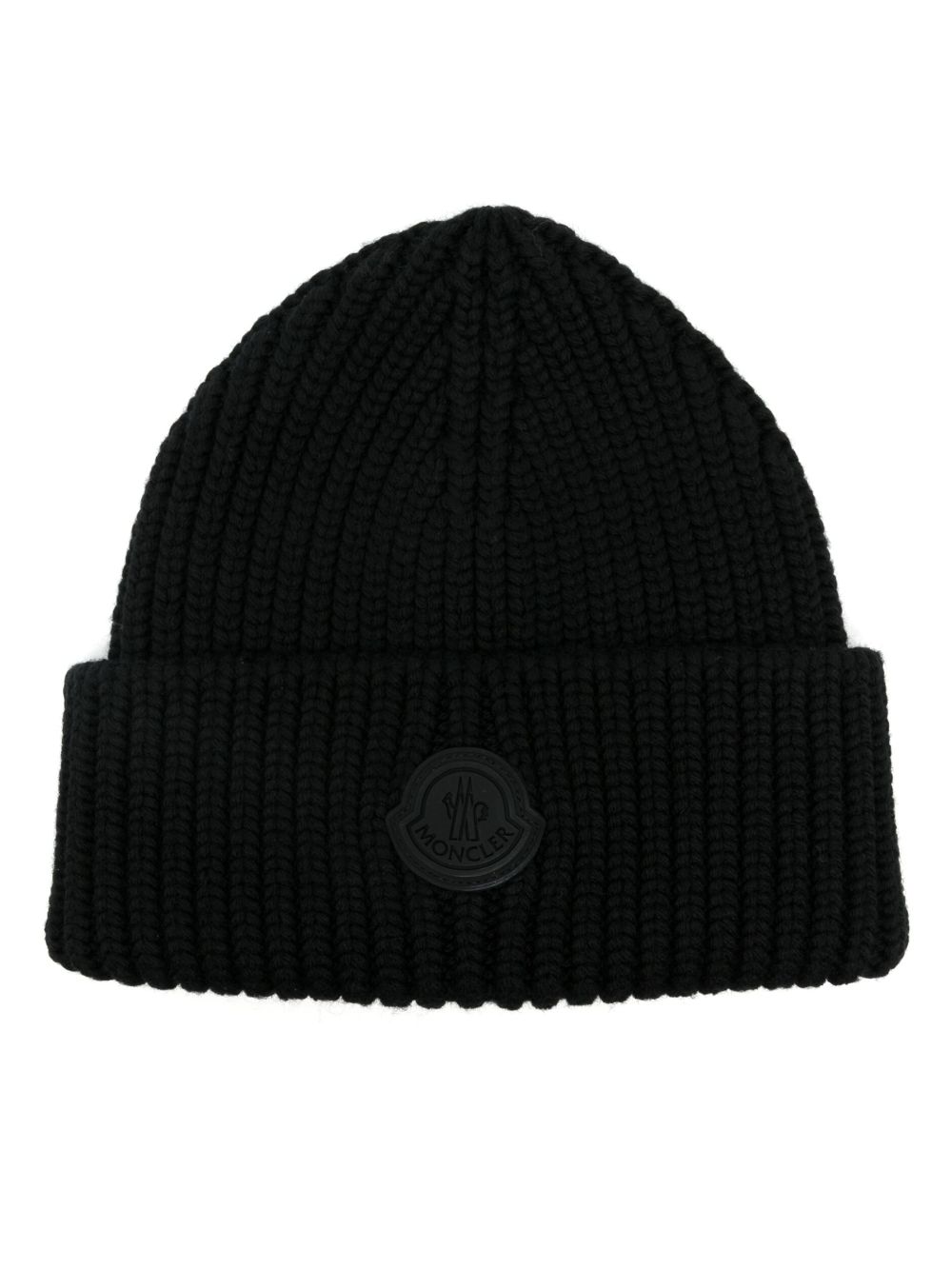 Moncler 橡胶logo针织套头帽 - 黑色