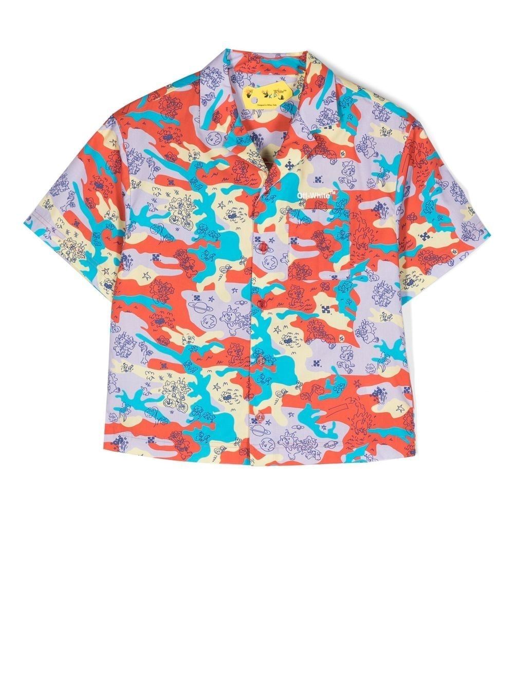Off-White Kids 迷彩印花短袖衬衫 - 彩色