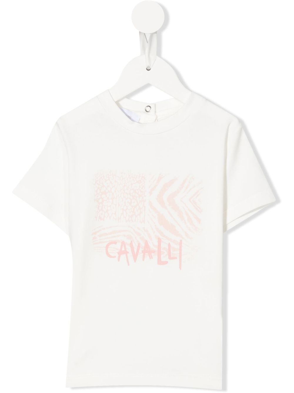 Roberto Cavalli Junior 动物纹涂鸦logo T恤 - 白色