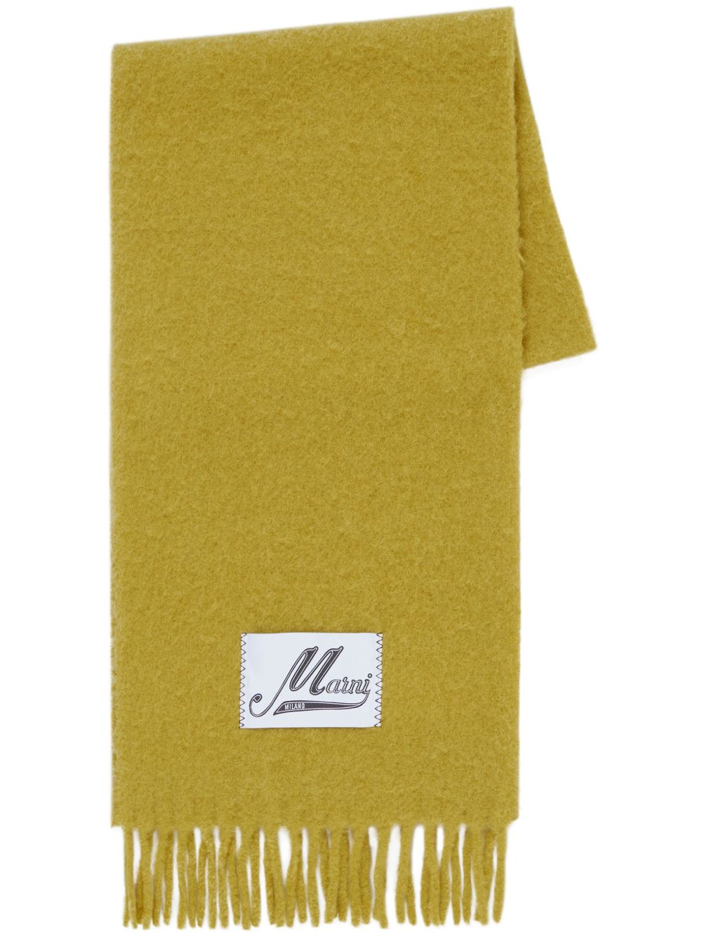 Marni logo贴花羊驼呢混纺围巾 - 黄色