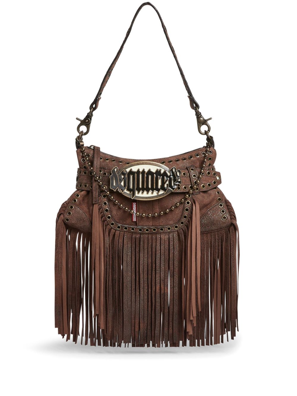 DSQUARED2 Gothic 流苏单肩包 - 褐色