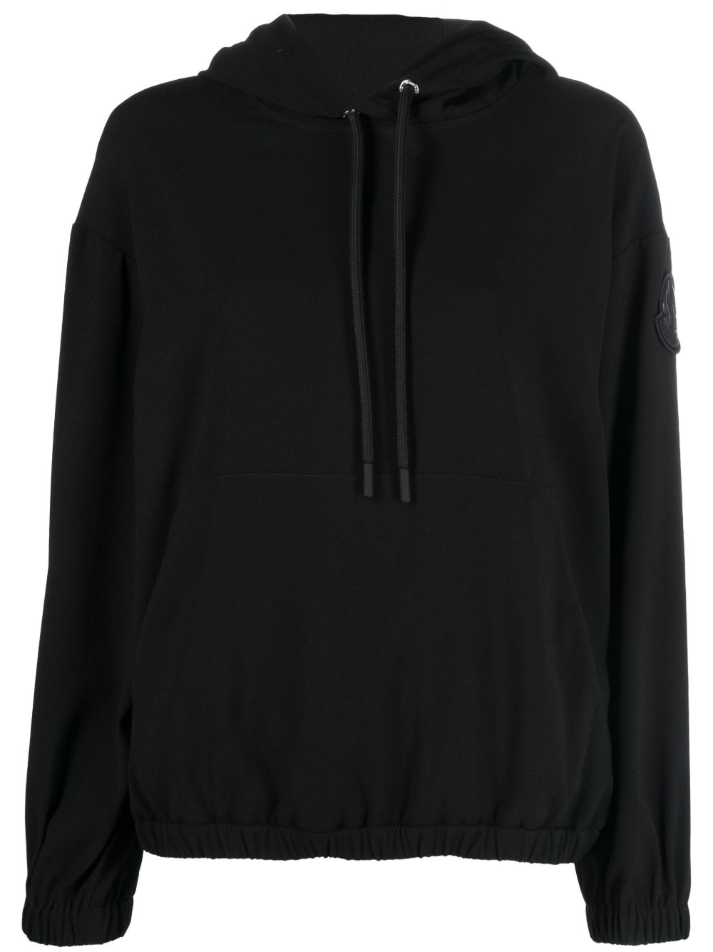 Moncler 标贴缎面连帽衫 - 黑色