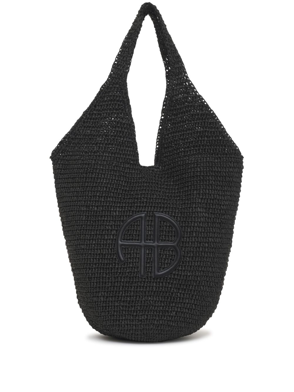 ANINE BING Leah Hobo logo刺绣手提包 - 黑色