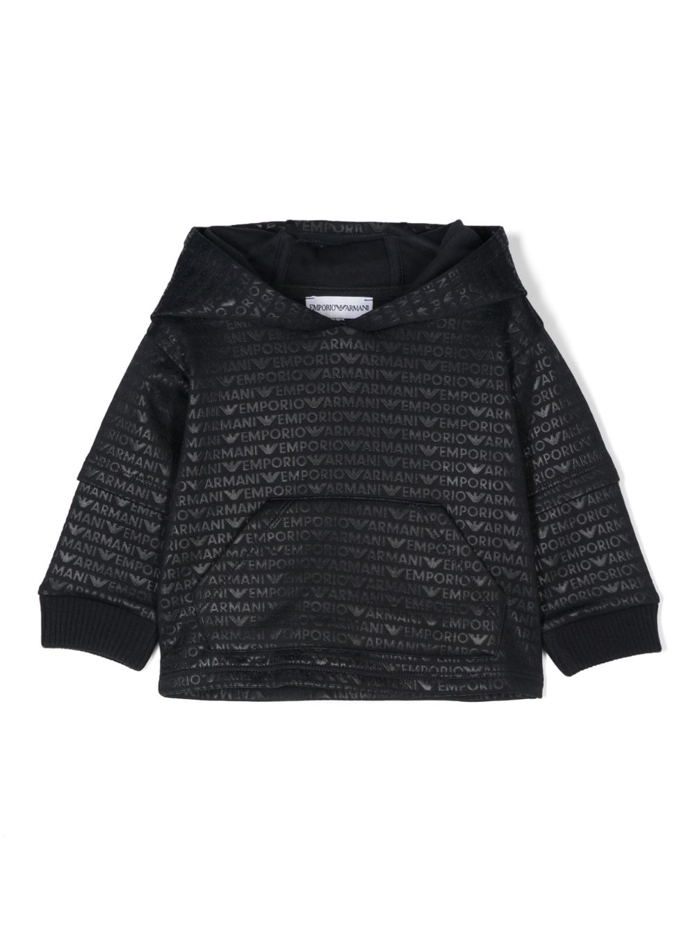 Emporio Armani Kids logo印花连帽衫 - 蓝色