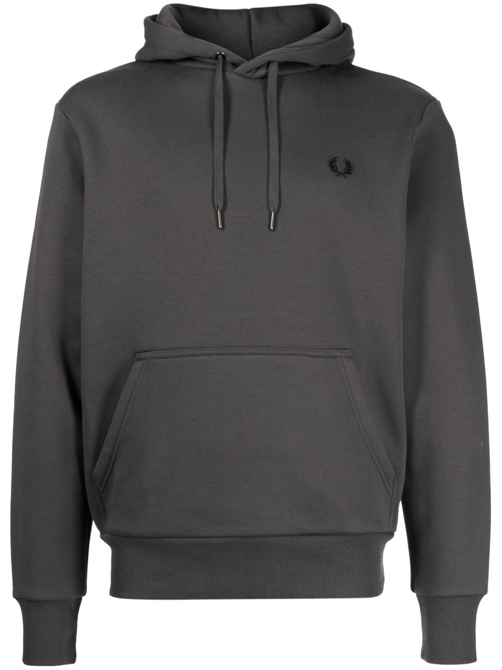 Fred Perry logo刺绣logo织带抽绳连帽衫 - 灰色