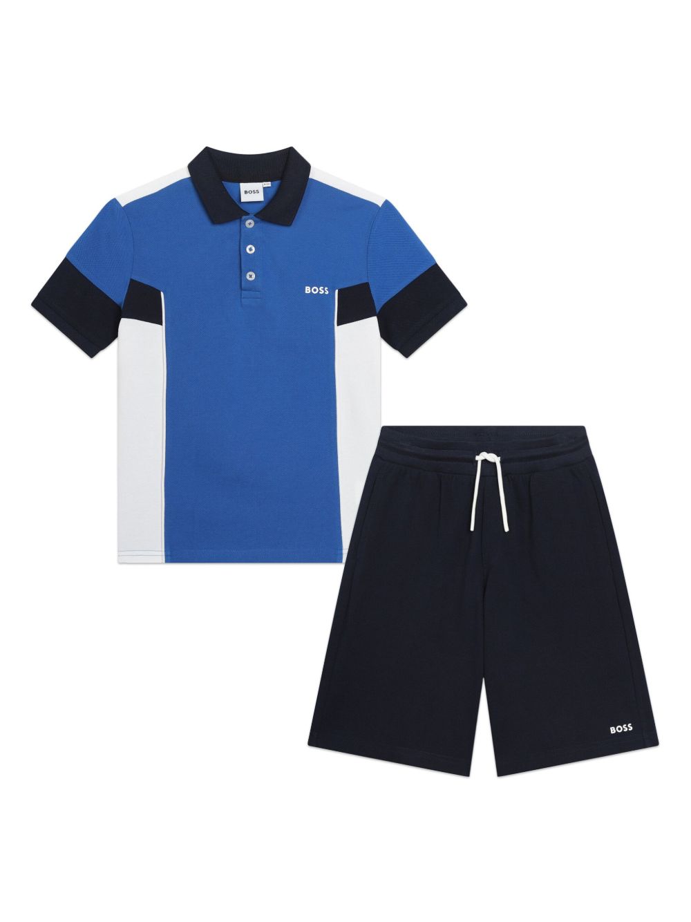 BOSS Kidswear logo印花棉运动套装 - 蓝色