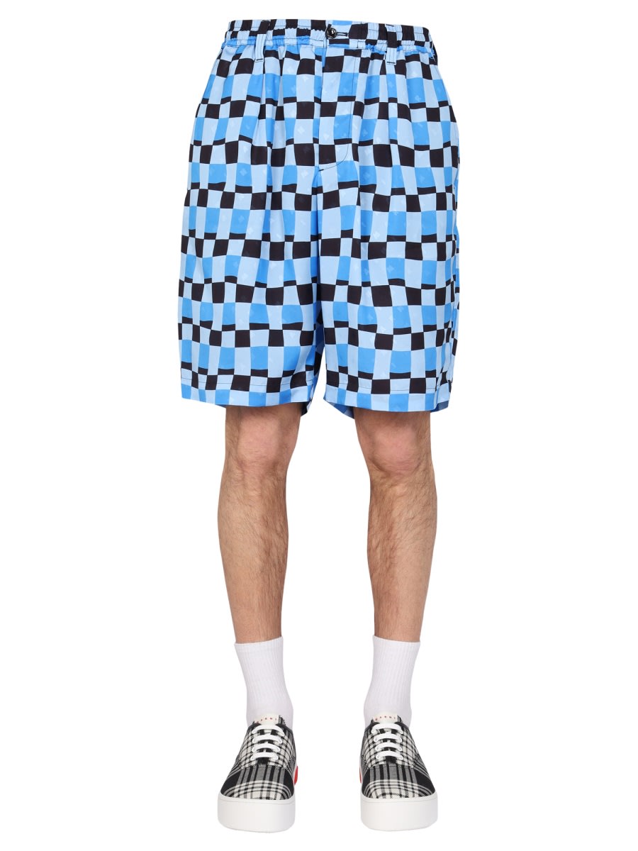 Marni Check Print百慕大短裤