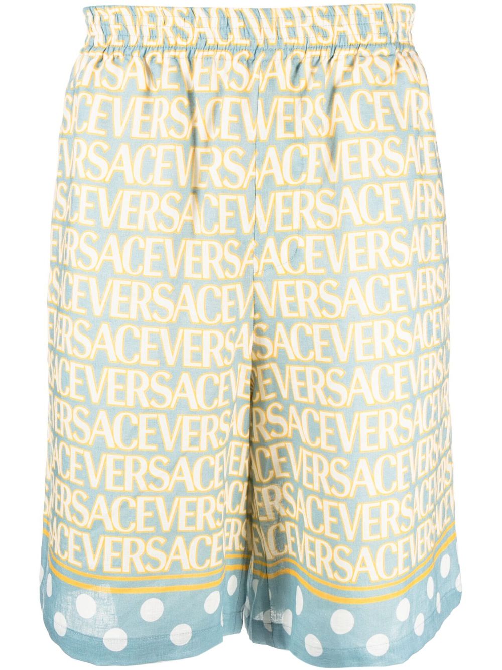 Versace Versace Allover 亚麻短裤 - 蓝色