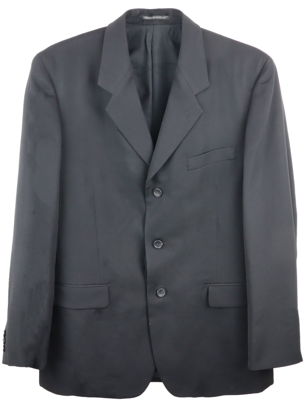 Yohji Yamamoto 单排扣羊毛西装夹克 - 黑色