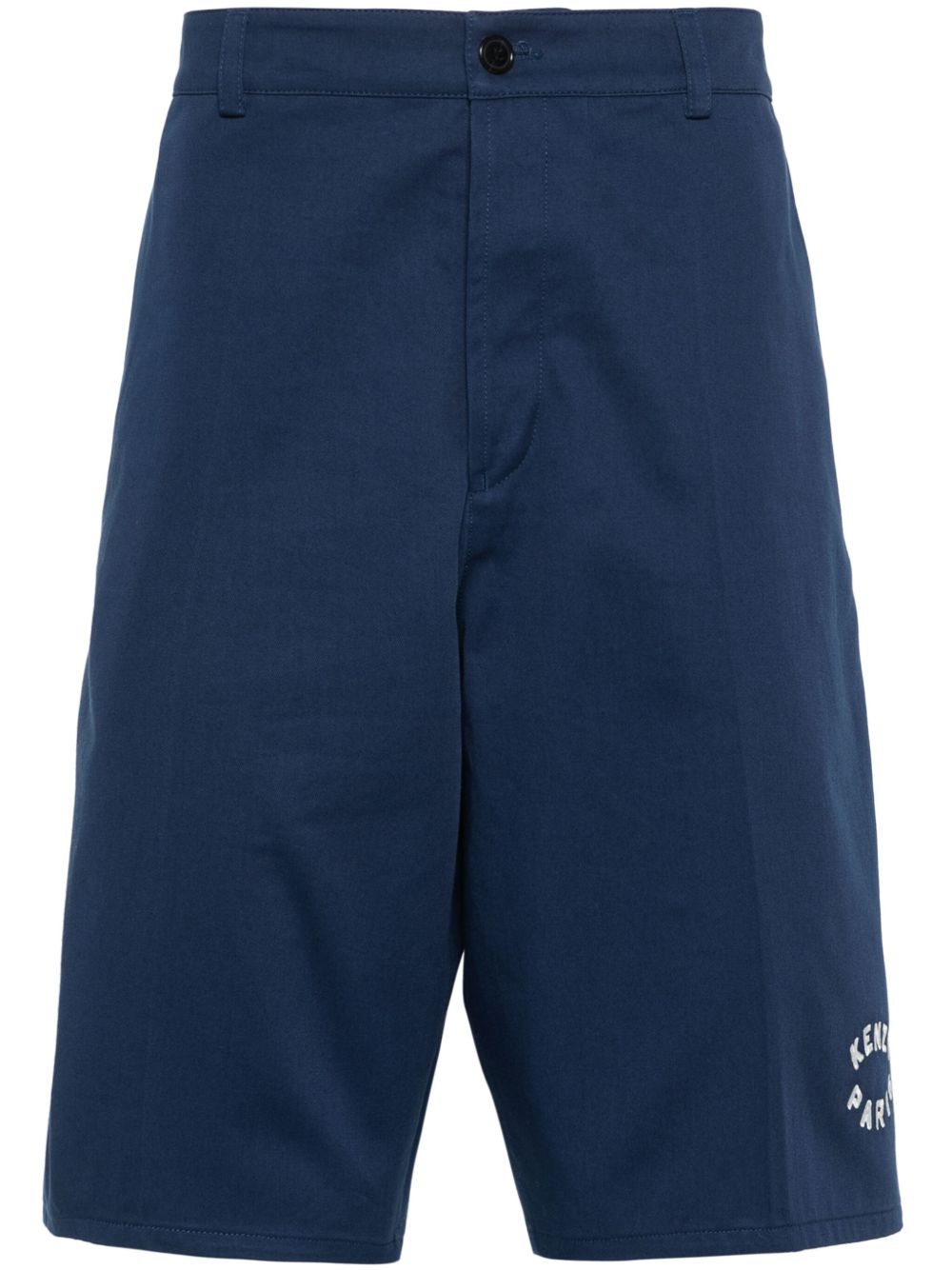 Kenzo logo刺绣百慕大短裤 - 蓝色