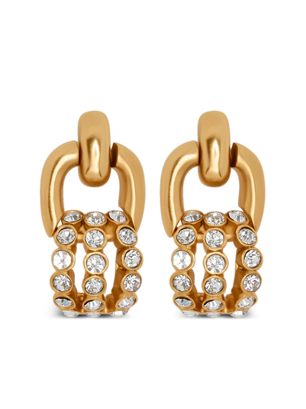 Oscar de la Renta Pave Link 晶饰耳环 - 金色