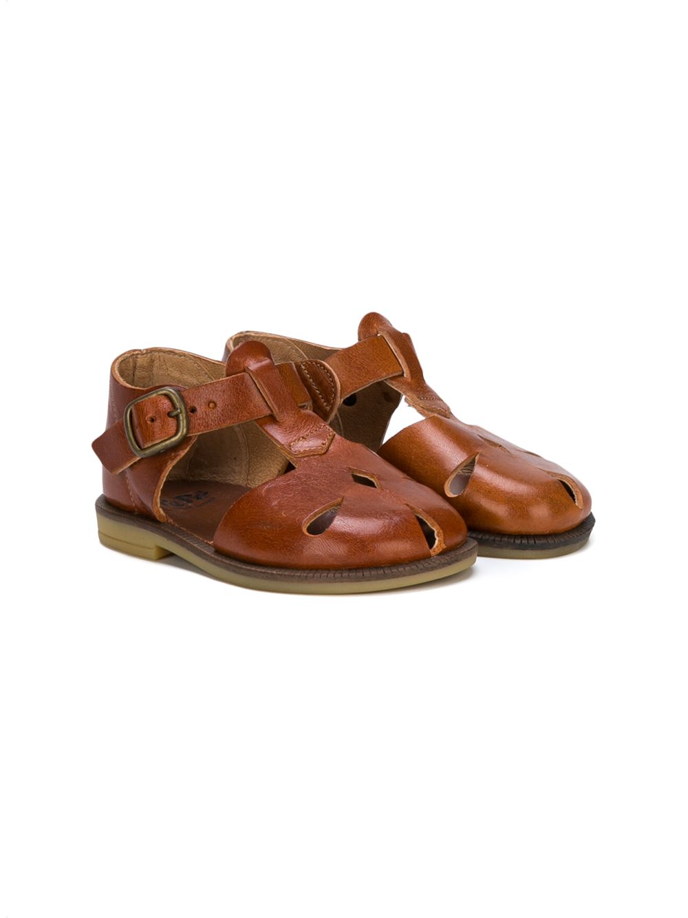 Pépé Kids cut-out detail closed toe sandals - 褐色