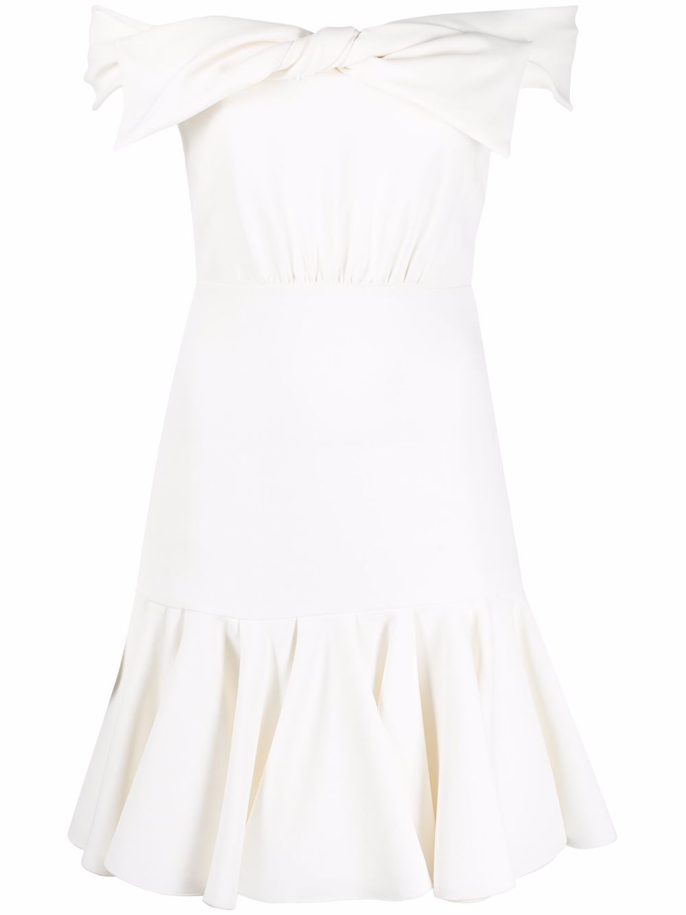 Giambattista Valli 蝴蝶结细节露肩连衣裙 - 白色