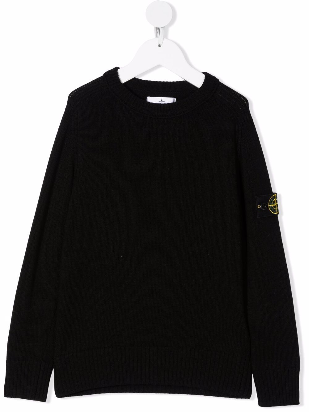 Stone Island Junior 标贴针织毛衣 - 黑色
