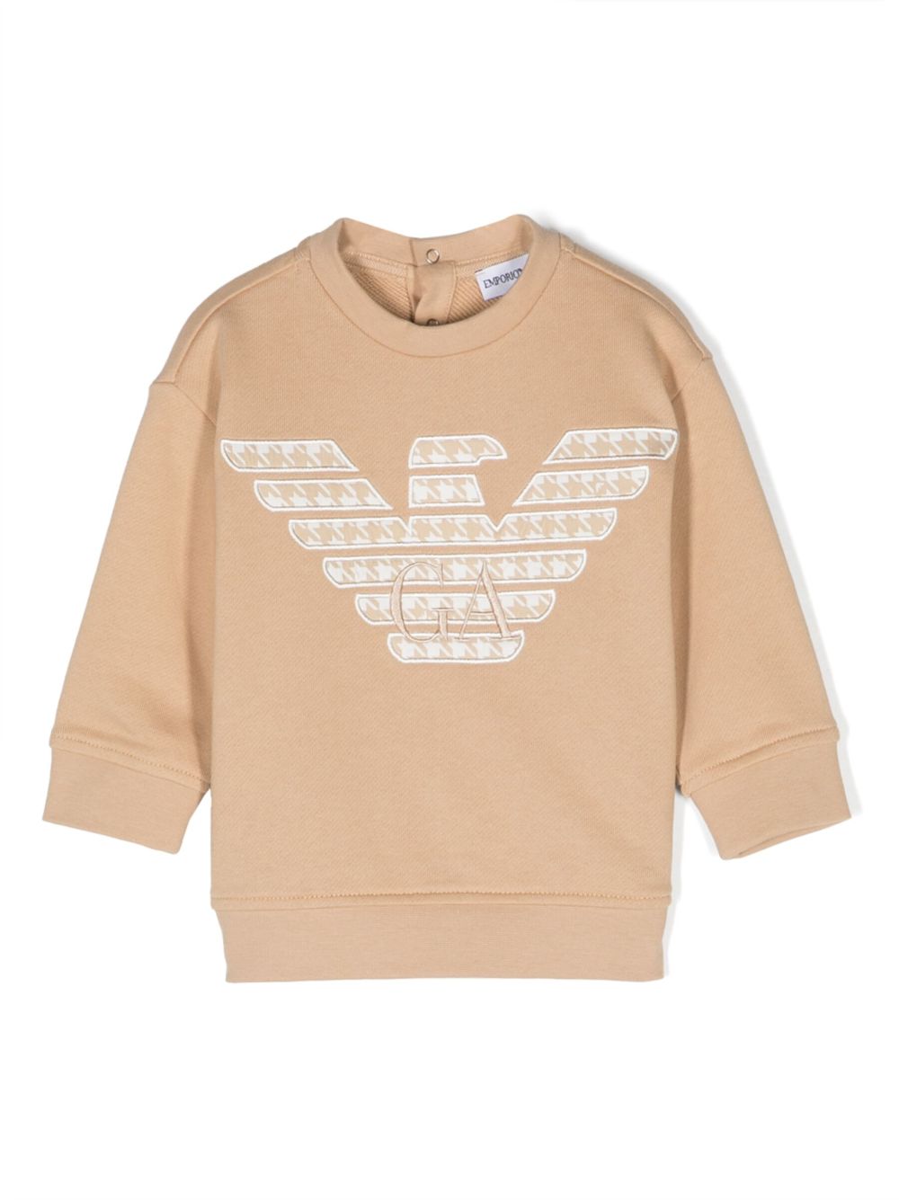 Emporio Armani Kids 标贴棉卫衣 - 褐色