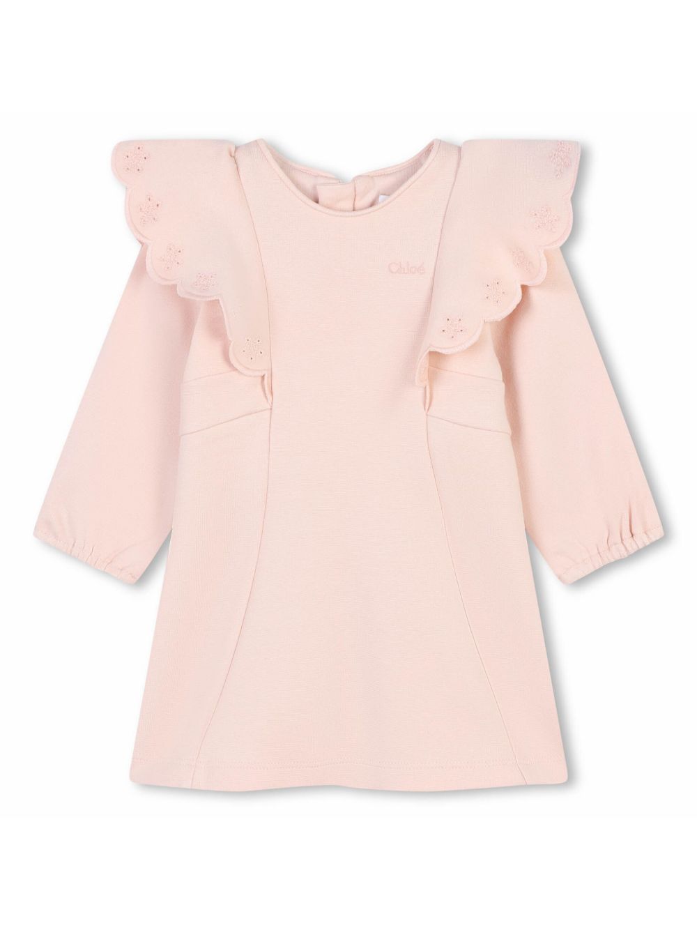 Chloé Kids 花卉刺绣棉连衣裙 - 粉色