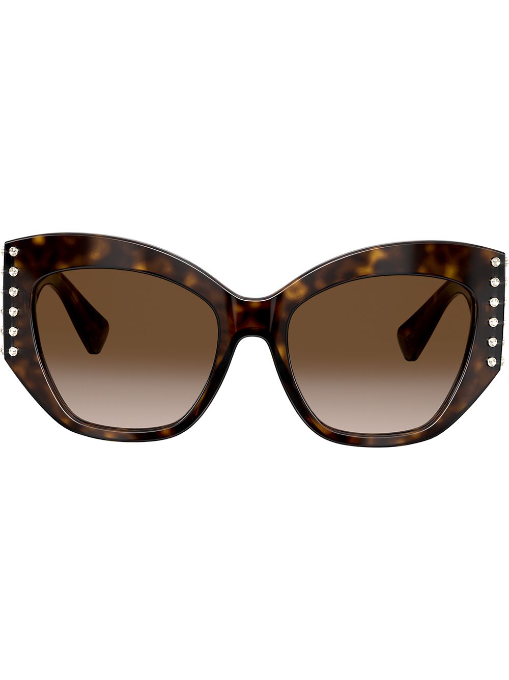 VALENTINO GARAVANI EYEWEAR 华伦天奴 玳瑁纹镶嵌猫眼框太阳眼镜 - 褐色
