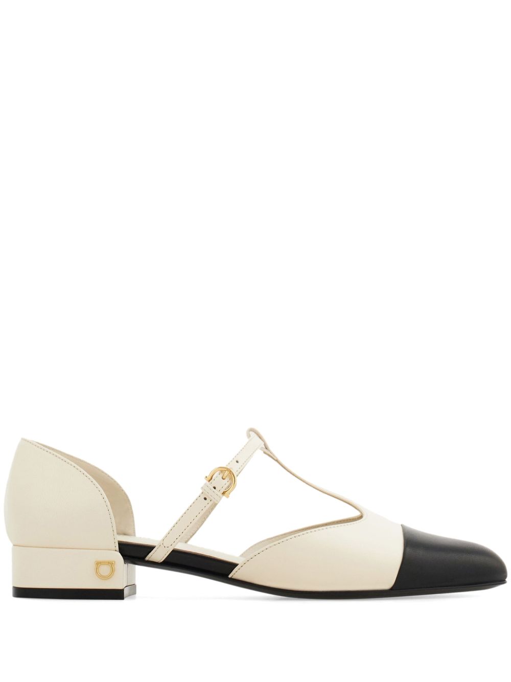 Ferragamo T 字带芭蕾平底鞋 - 白色