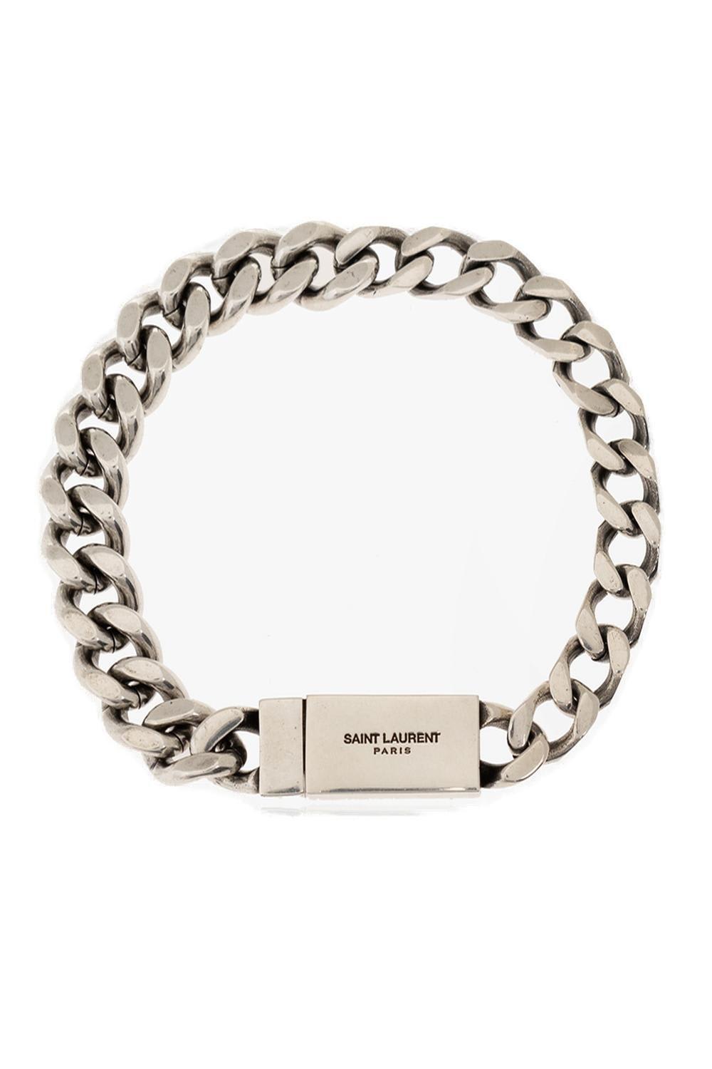 Saint Laurent Logo Engraved Chained Bracelet