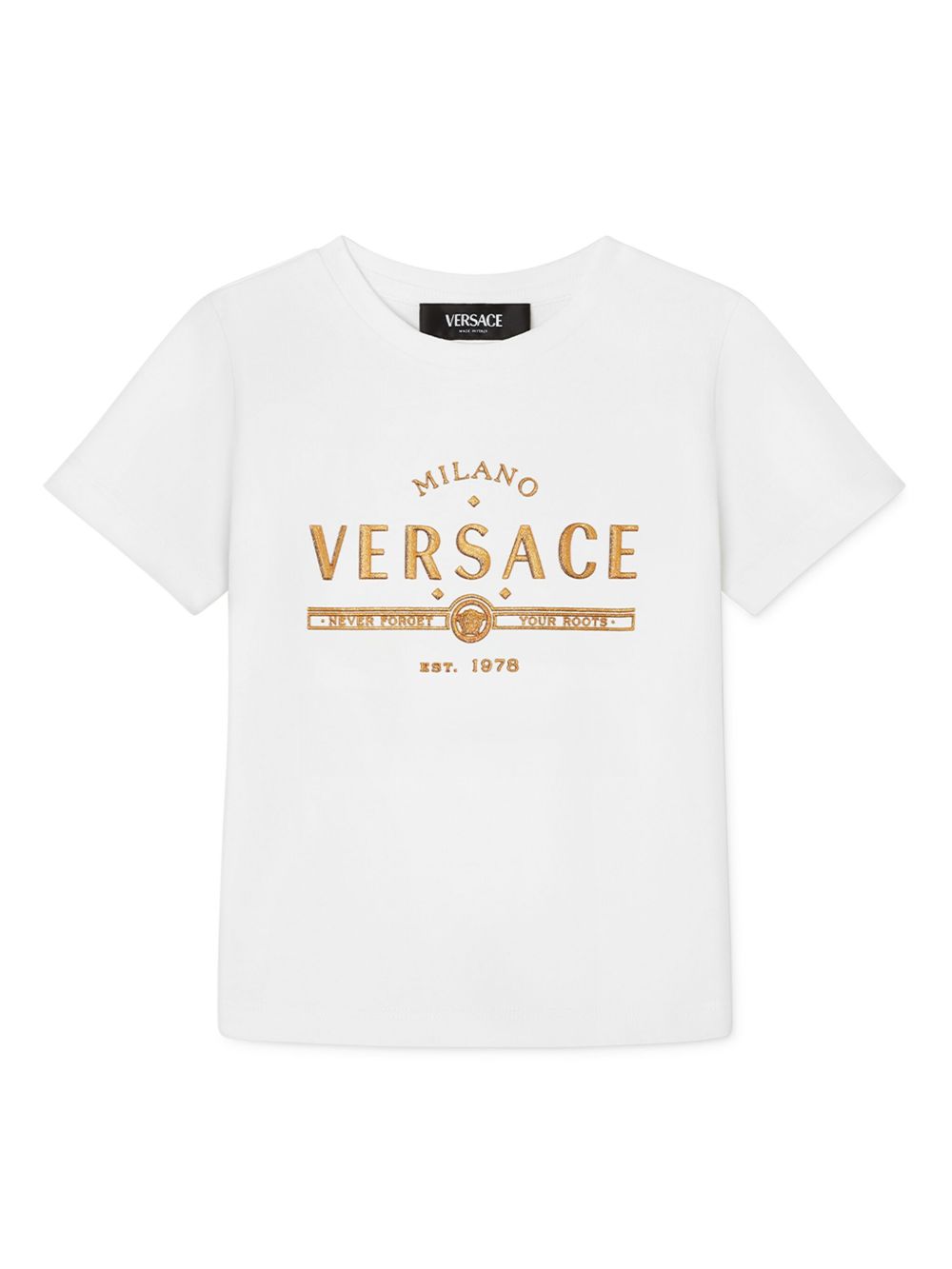 Versace Kids 亮片金葱logo T恤 - 白色