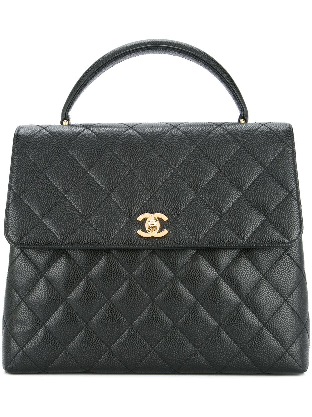 CHANEL Pre-Owned 古着标志性CC交扣标志手提包 - 黑色