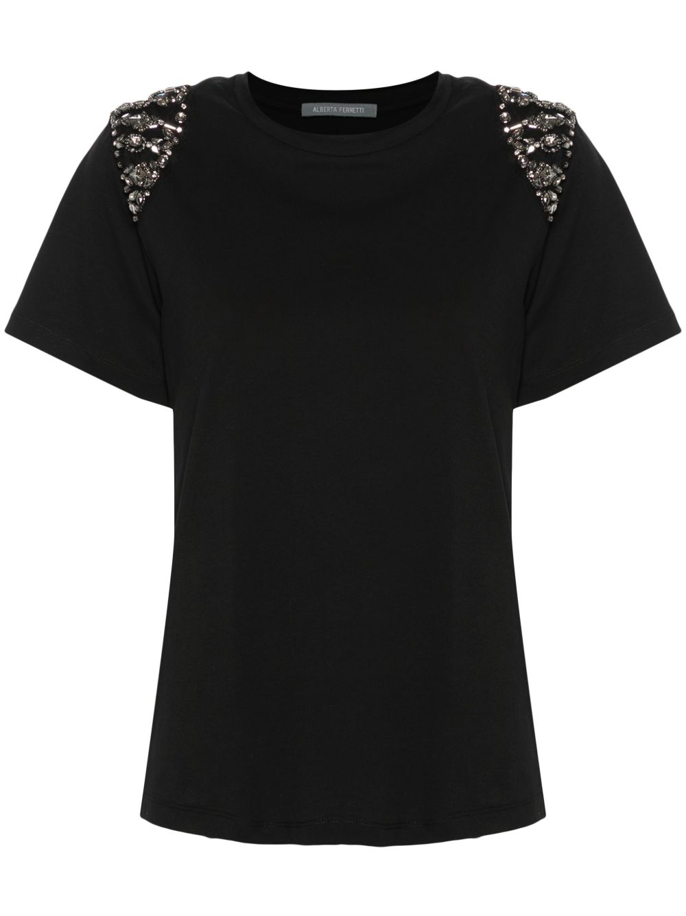 Alberta Ferretti 珠饰logo T恤 - 黑色