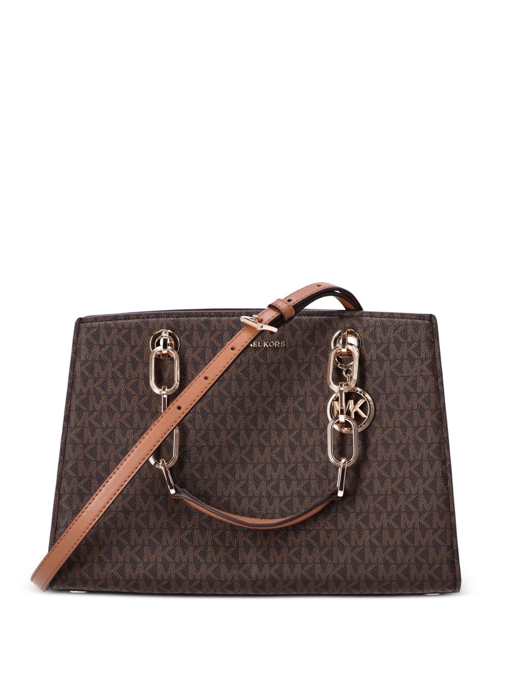 Michael Kors 经典logo图案搭链两用手提包 - 褐色
