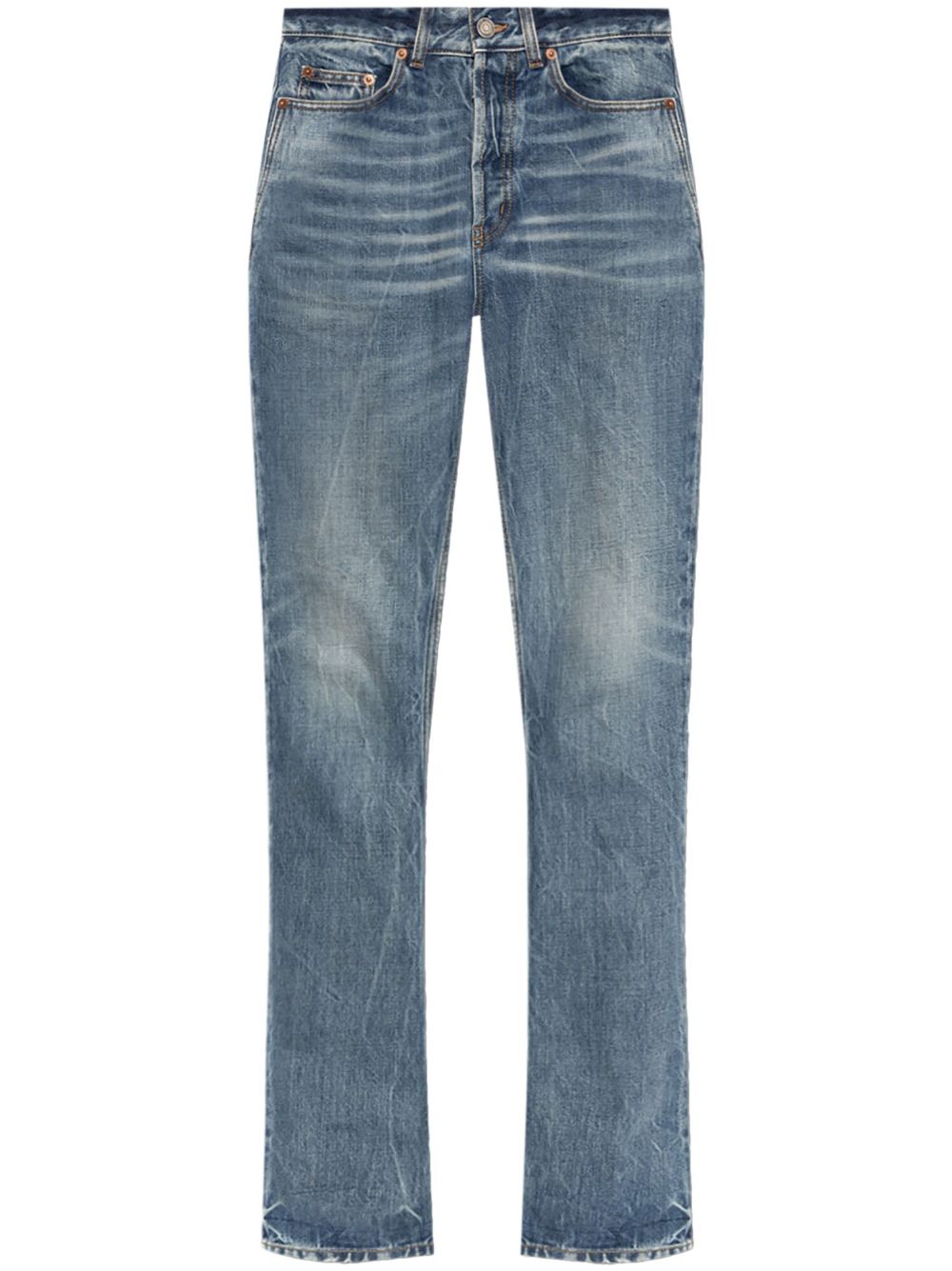 Saint Laurent 标贴直筒牛仔裤 - 蓝色