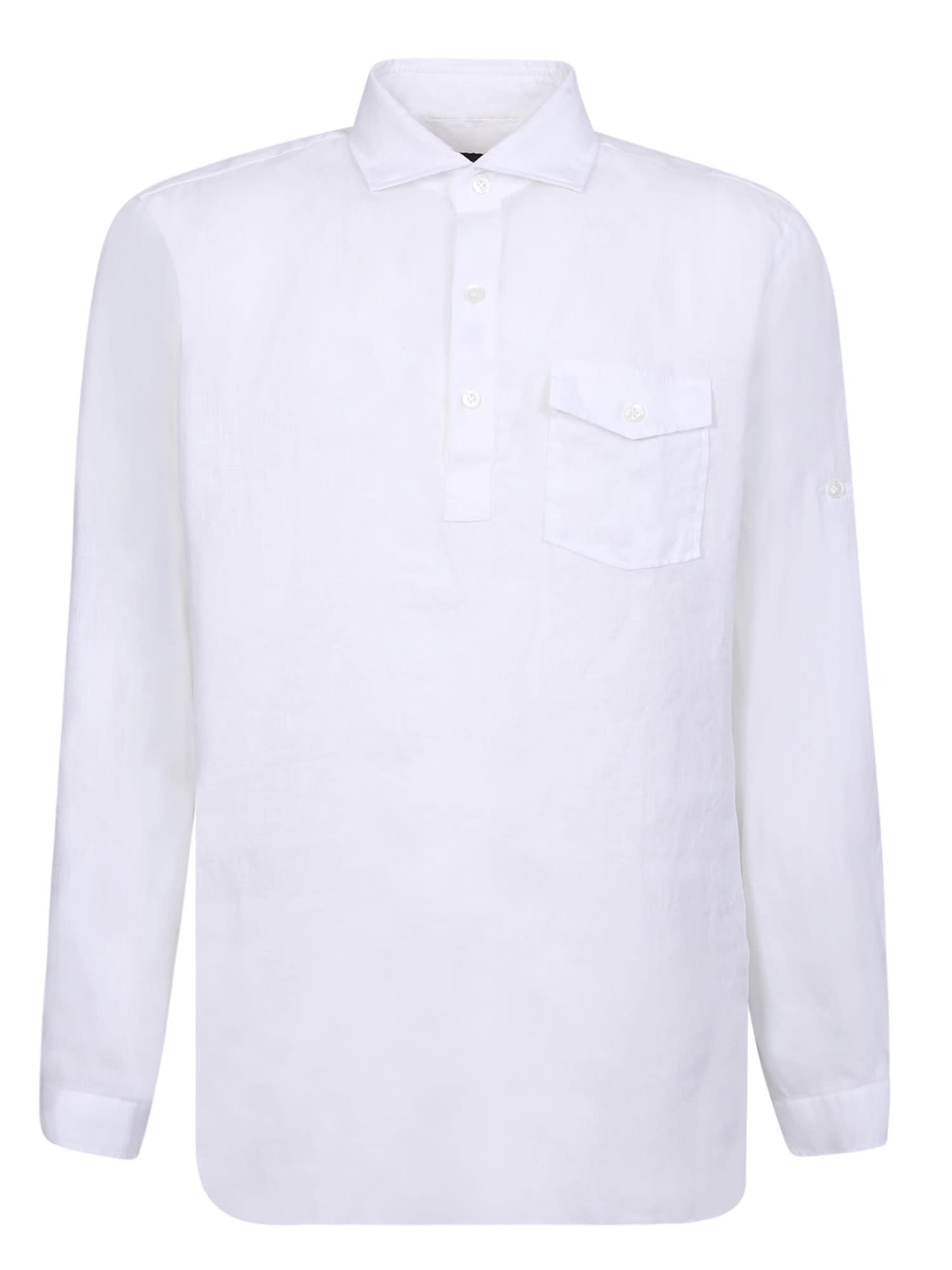 Lardini Linen White Polo Shirt