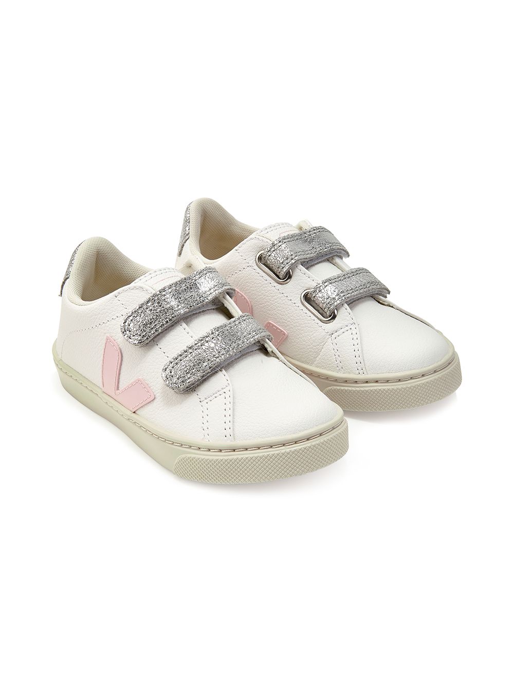 VEJA Kids logo魔术贴板鞋 - 白色