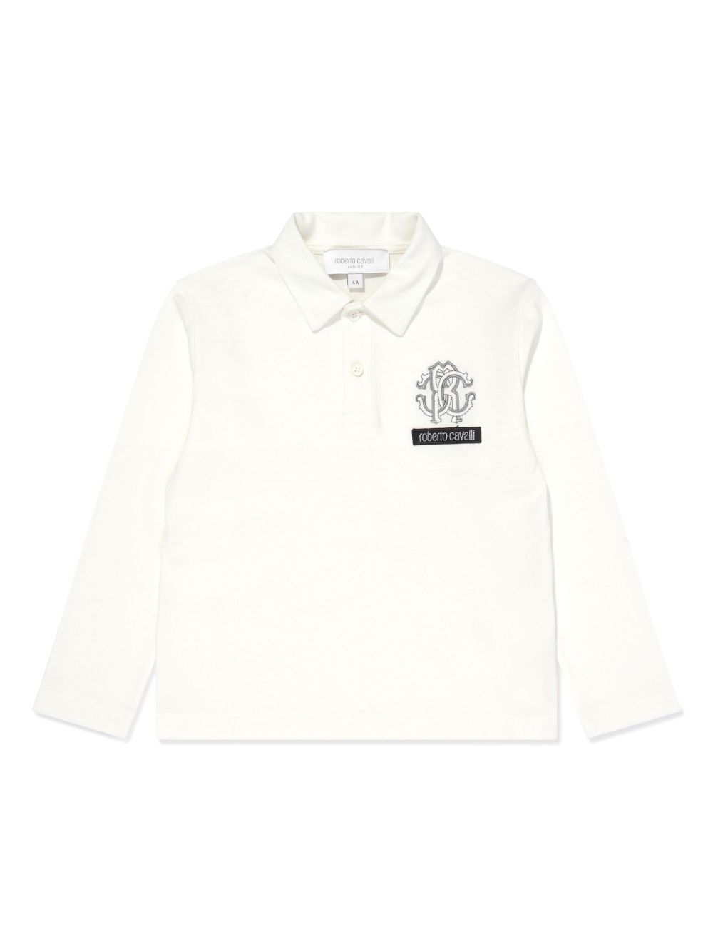 Roberto Cavalli Junior logo刺绣polo衫 - 白色