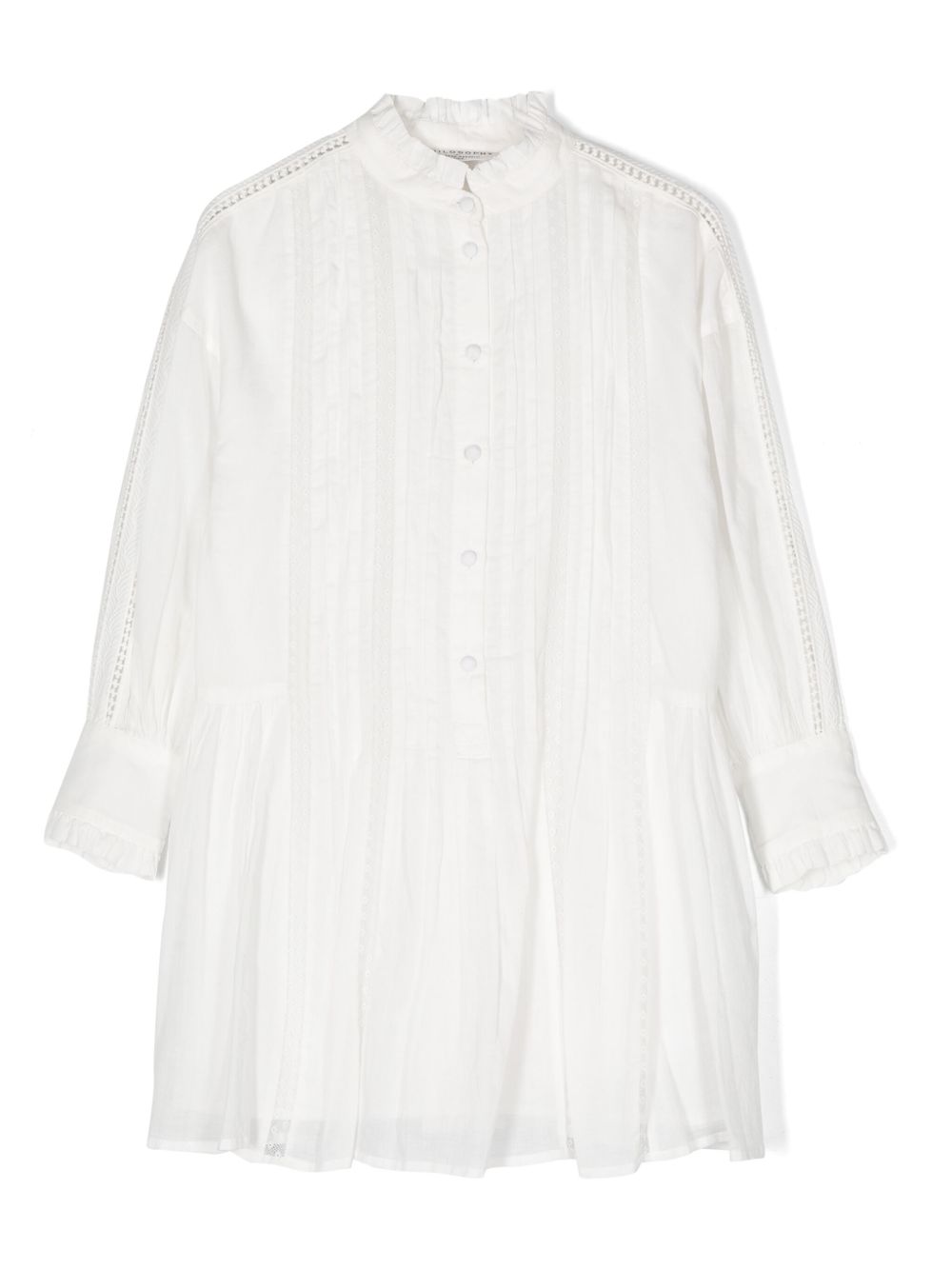 Philosophy Di Lorenzo Serafini Kids 车缝褶细节棉连衣裙 - 白色