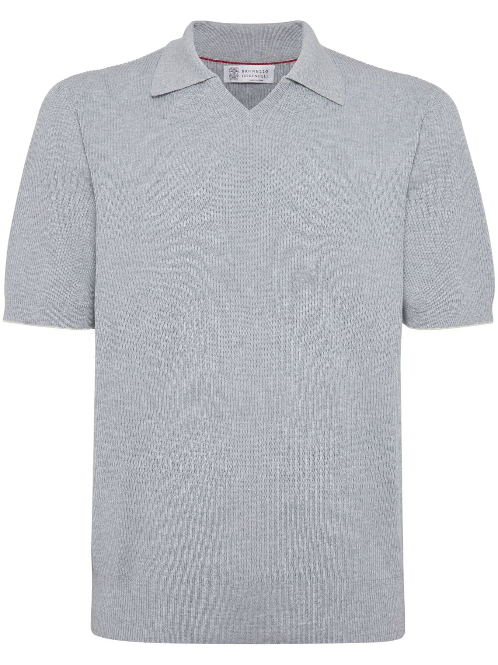 Brunello Cucinelli 罗纹针织polo领毛衣 - 灰色
