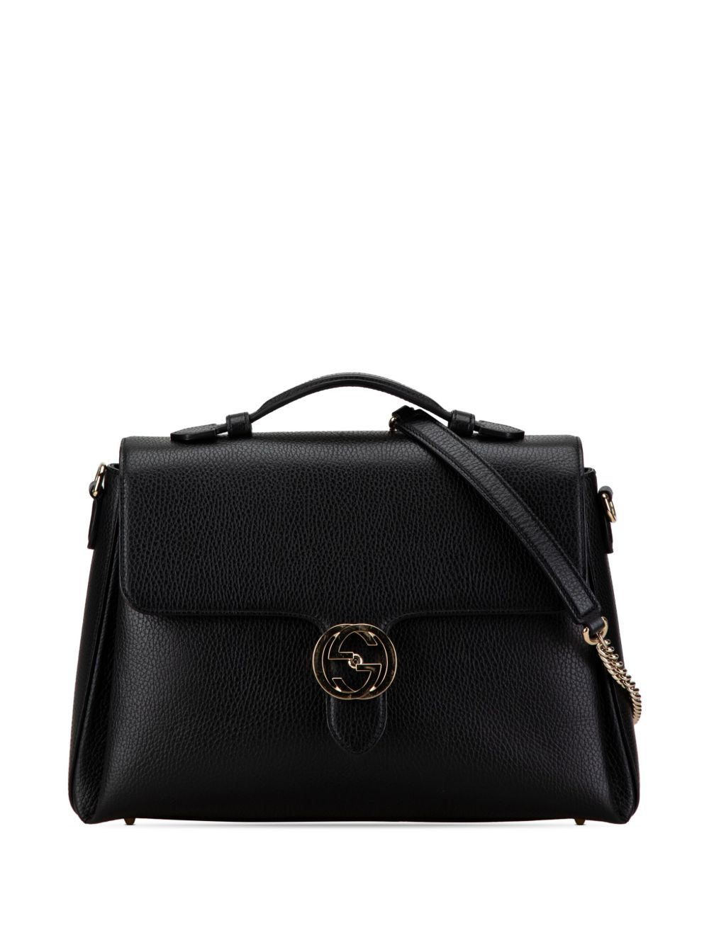 Gucci Pre-Owned Dollar Calf Interlocking G 中号斜挎包（2000-2015年典藏款） - 黑色