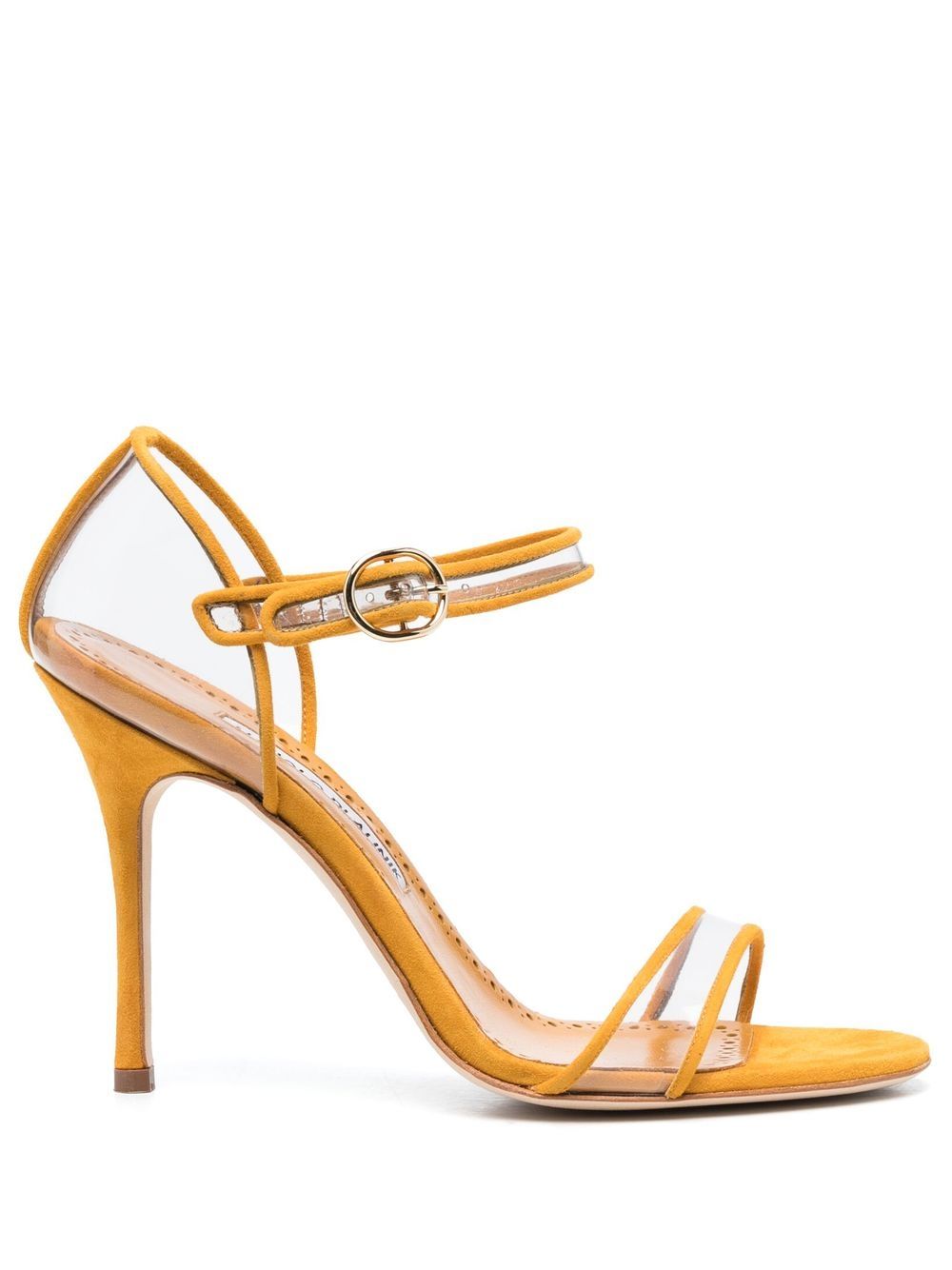 Manolo Blahnik Fersen 绒面皮高跟凉鞋 - 黄色
