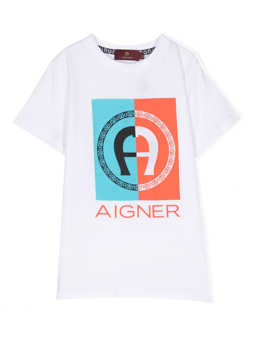 Aigner Kids logo印花棉T恤 - 白色