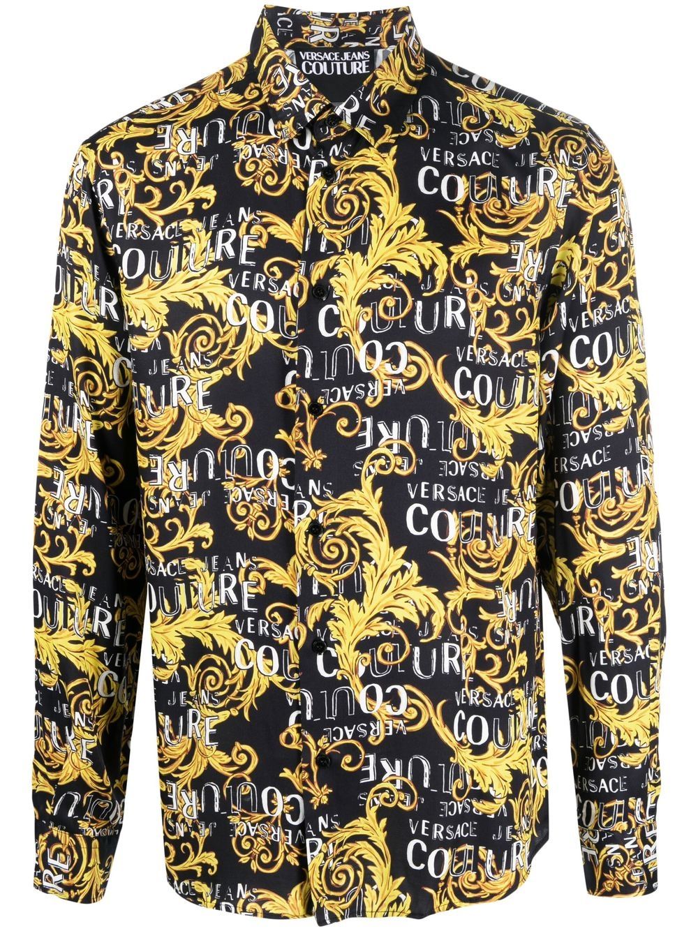 Versace Jeans Couture 经典巴洛克印花衬衫 - 黑色