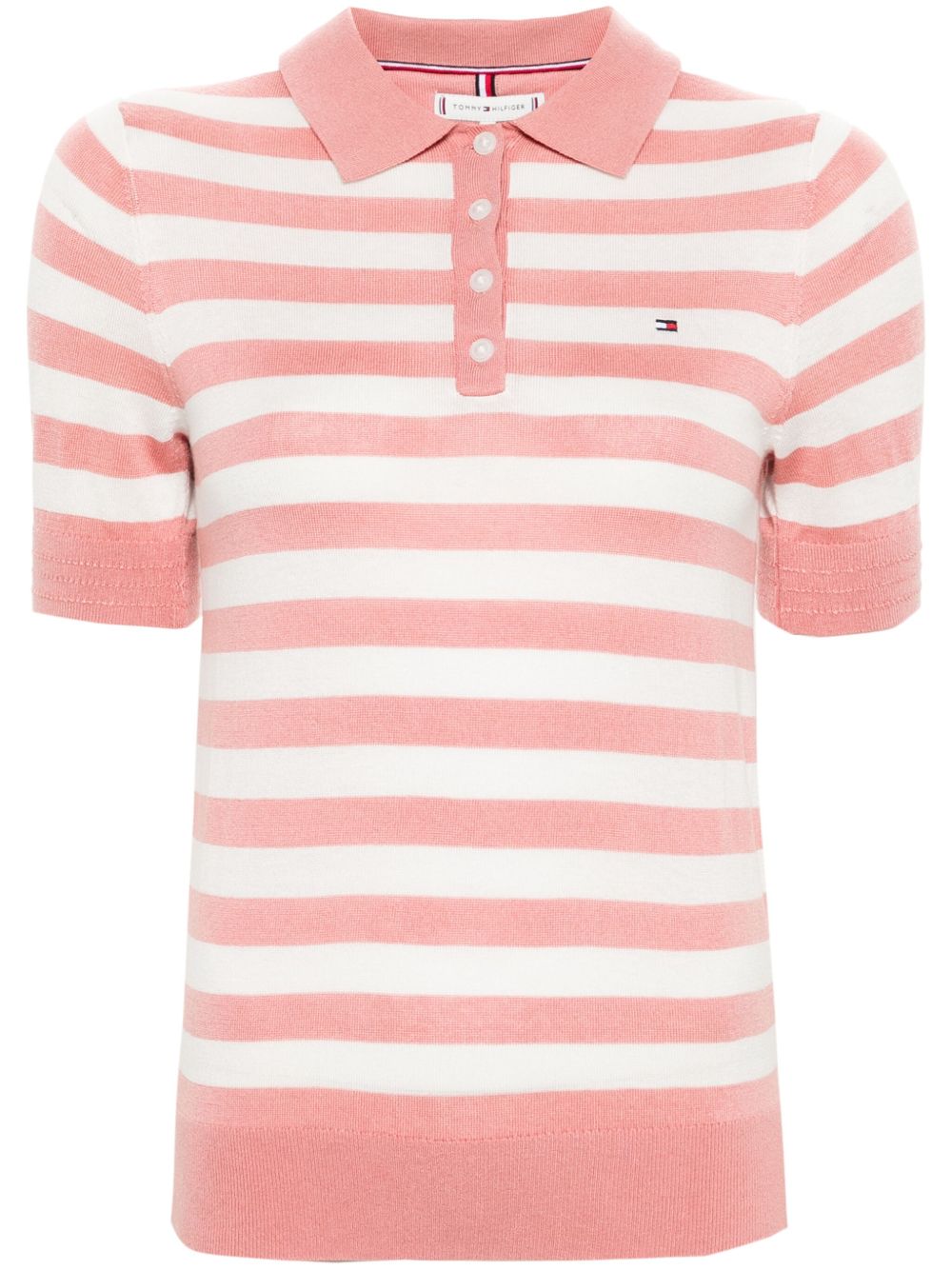 Tommy Hilfiger 条纹针织polo衫 - 粉色